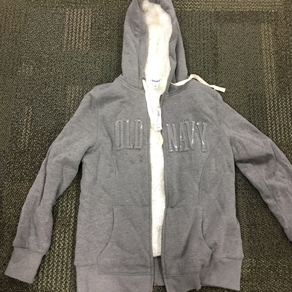 Old Navy Faux Fur Lined Hoodie Sz M NWT